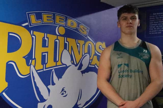 Lewis Peacock, son of Rhinos legend Jamie Peacock, signed his first professional contract with the club last month. Picture by Leeds Rhinos.