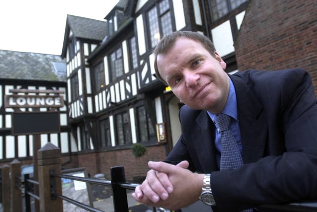 Philip Barker, managing director of the United Pub Co., outside The Lounge Bar on Merrion Street, Leeds city centre. Pictued in November, 2002.