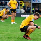Castleford Tigers' Jordan Lane looks shattered after his side's 22-4 loss at Leeds Rhinos. Picture by Allan McKenzie/SWpix.com.