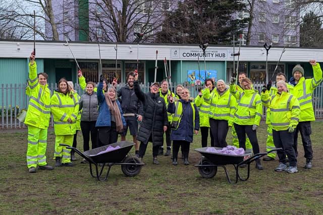 Volunteers from the Friends of Hunslet Moor Park, National Highways and Leeds City Council