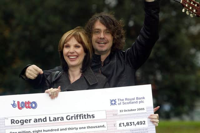 Roger and Lara pictured in 2005 after winning the lottery (Photo by SWNS)
