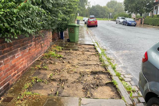 A resident of Haddon Road said he was 'baffled' when he left to go to work and saw that the pavement had 'disappeared'. Photo: Handout
