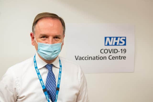 Sir Simon Stevens, chief executive of NHS England, attends the Royal Free Hospital in London to see preparations and meet staff who will be starting the coronavirus vaccination programme (Photo: Dominic Lipinski- WPA Pool/Getty Images)