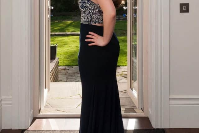 Lia Brehmer, aged 16, in her prom dress