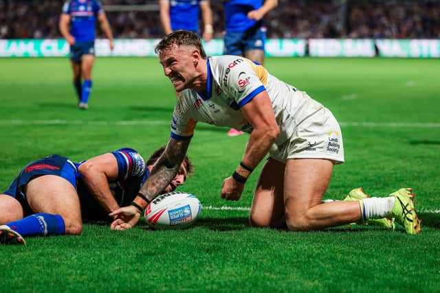 Chris Hankinson's late try levelled the scores and set up Jake Connor's winning conversion as Leeds Rhinos hit back from 16-0 down to beat Wakefield Trinity 24-22. Picture by Alex Whitehead/SWpix.com.