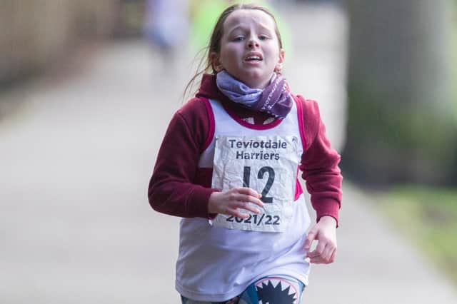 Grace Levell finished first in Teviotdale Harriers' under-13 girls' race on Saturday in a time of 12.44