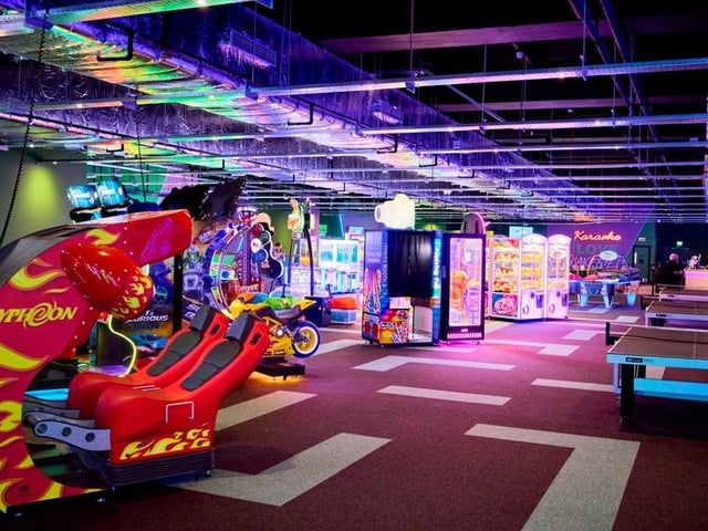 There's an arcade with a variety of games.