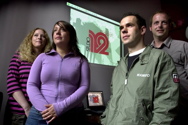 Studio 12 was launched, a new initiative to give inner city unemployed the chance to learn skills in music recording, filming and multi-media. Pictured, from left, are  Emma Hayton (learning librarian), Lisa Roberts (director of Shortcircuits), Tim Garbutt (Utah Saints) and Jamie Hutcison (media arts tutor).