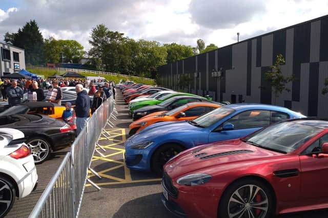 Supercar line-up at a previous Supercars and Coffee event