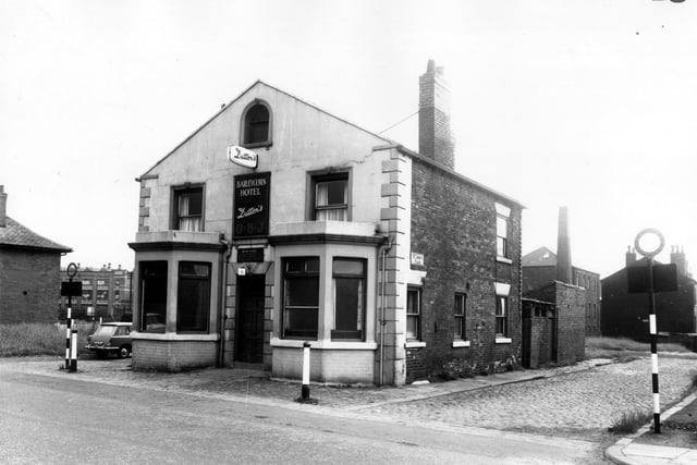 The Barleycorn Hotel on Whitehall Road in March 1965. The pub was located between Barleycorn Street to the left and St Johns Place to the right. The landlord of the Barleycorn Hotel at this time was Arthur Holmes.