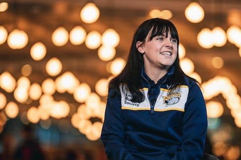 Rhinos' new captain Hanna Butcher at the Betfred Women's Super League launch at Headingley. Picture by Alex Whitehead/SWpix.com.