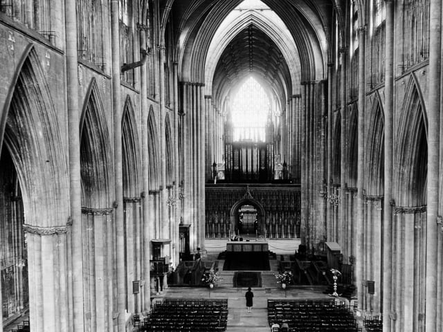 Inside York Minster in April 1961.