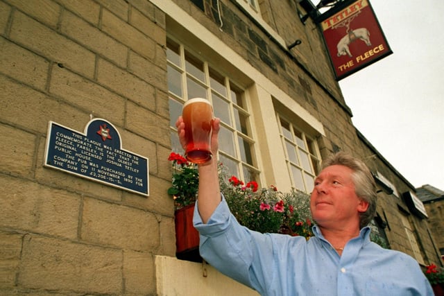 Jeff Dean, landlord of The Fleece at Farsley, Leeds, the oldest original licensed Joshua Tetley Public House,  checking on a pint of Ancestor Ale a special brew to mark the 175th anniversary of Joshua  Tetley.