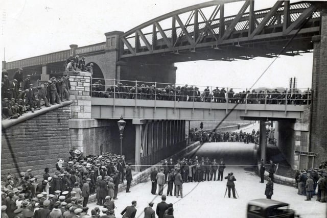 A big crowd gathered for the opening of the road under Horns Bridge. Pictured supplied by Chesterfield Museum Service\Chesterfield Borough Council