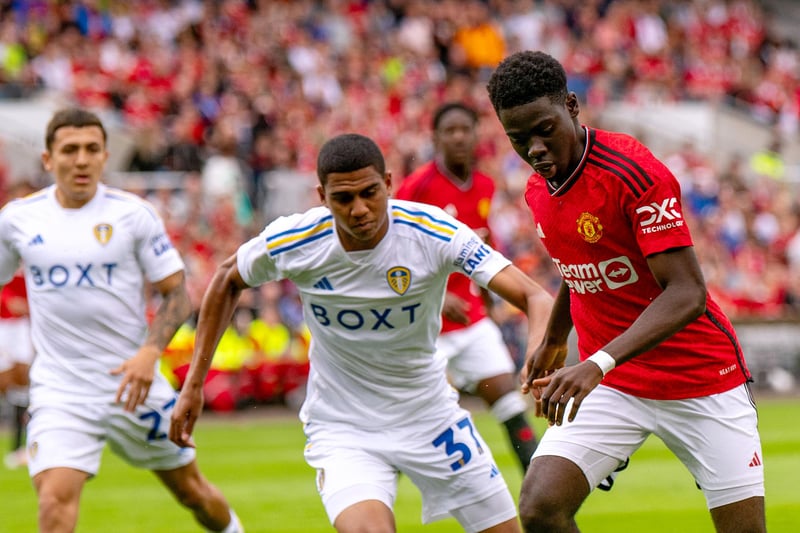 Drameh played the full 90 minutes in Oslo as Leeds took on Man United in their pre-season opener, but has since sustained an injury which kept him out versus Forest and Hearts. (Photo by Ash Donelon/Manchester United via Getty Images)
