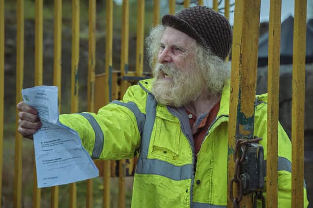 Fracking site owner Jim (David Threlfall) is the target of protesters in the new ITV drama series Passenger (Picture: Sister Pictures/ITV)