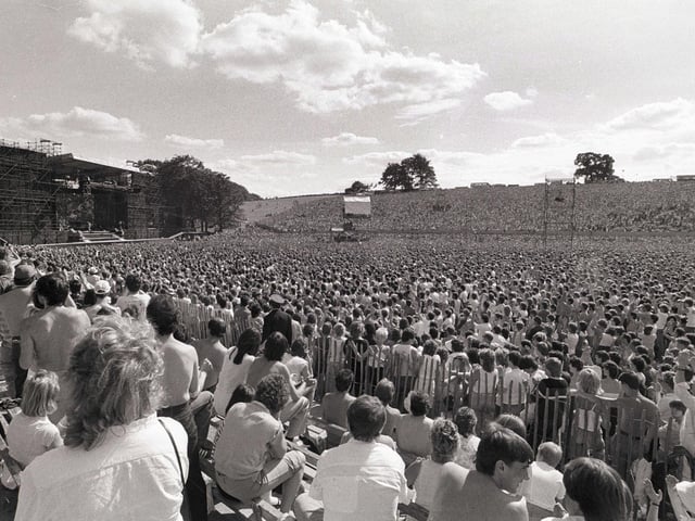 Large queues formed ahead of Bruce Springsteen's Roundhay Park show in July 1985.