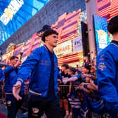Leeds Rhinos' Ben Littlewood seen during the Ruby League in Las Vegas Fan Fest at Fremont Street Experience. Picture by Alex Whitehead/SWpix.com.