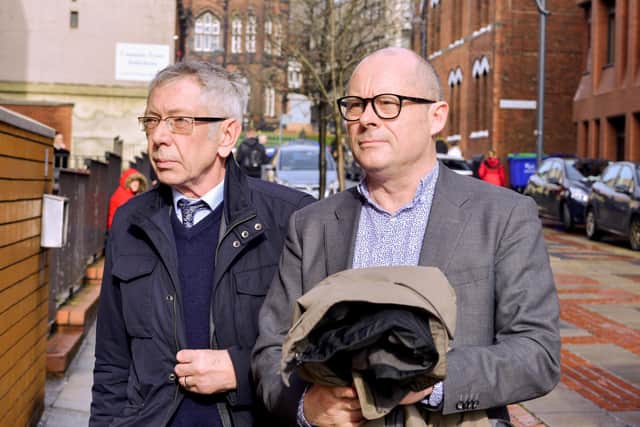 David Smith (left) and Peter Hunter (right) arrive at Leeds Crown Court for their trial on February 24, 2020 (Photo: Alex Cousins/SWNS)