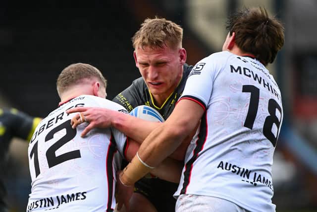 England prop Mikolaj Oledzki is one of nine Leeds Rhinos players ruled out of their Betfred Super League opener at Leigh Leopards. Picture by Olly Hassell/SWpix.com.