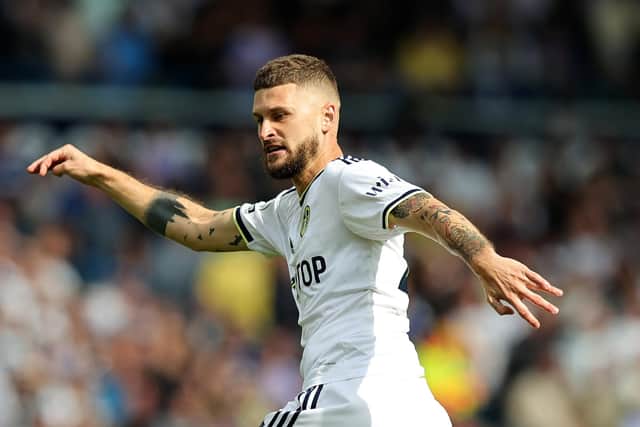 LEEDS, ENGLAND - AUGUST 06:  Mateusz Klich of Leeds United controls the ball during the Premier League match between Leeds United and Wolverhampton Wanderers at Elland Road on August 06, 2022 in Leeds, England. (Photo by David Rogers/Getty Images)