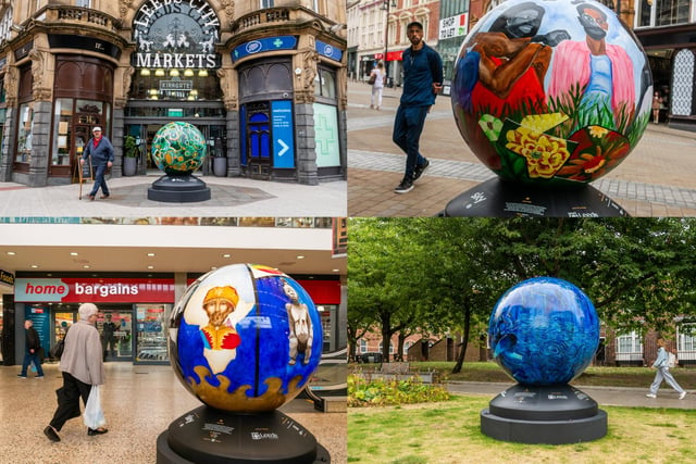 The 10 globes form part of a trail around Leeds. The first, in Norma Hutchinson Park, Chapeltown, is titled 'Mother Africa - Liberation is Now'. This globe is a montage of paintings and drawings that Trinidadian artist Rodell Warner has created. It explores the reality of Africa before, during and after the Transatlantic Slave Trade.