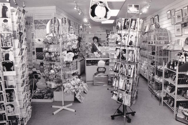 Thumper's in the Market Street Arcade boasted an array of unusual, top quality gifts ranging from paintings and jewellery to paperweights and cuddly toys. Pictured in October 1988.