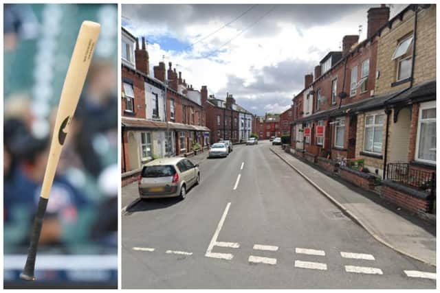Compston waved the baseball bat around around the Highthorne View area of Armley.