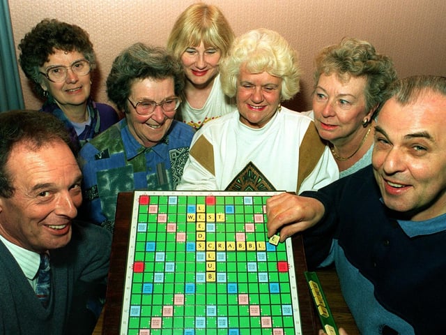 Members of the West Leeds Scrabble Club who were going to be based at the YMCA on Otley Road Two of their teams of three players competed in the Spears National Team Championship in which 100 teams entered. Pictured having fun with letters are, from left, Derek Turner, Grace Peel, Marjorie Hall, Joan Midgley, Jean Turner, Stella Collard and Gordon Procter. Pictured in March 1997.