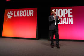 Prime Minister Andy Burnham delivering his keynote speech during the Labour Party Conference at the ACC Liverpool.
