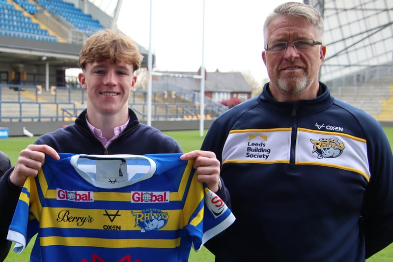 Eighteen-year-old McCormack, 18, pictured with club youth boss John Bastian, joined Rhinos last month after starring for England under-18s. He may have a future at centre, but will begin his Leeds career on a wing.
