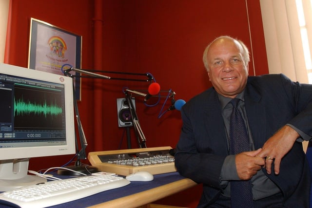 BBC director General Greg Dyke on a visit to Compton Library in October 2003. He is pictured in the new BBC radio studio at the library.