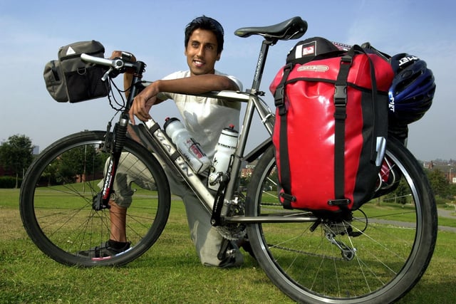 Harehills own Imran Mughal pictured in September 2003 who had just returned from cycling across six European countries in four weeks