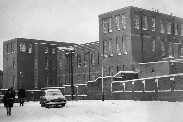 Stanhope Road Secondary School in the snow in February 1972. Did you go to the school?