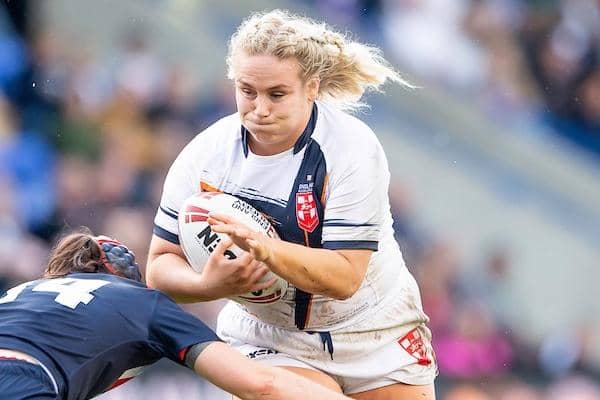 Grace Field in action for England against France last year. Picture by Allan McKenzie/SWpix.com.