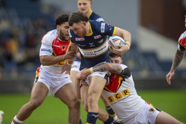 Rhinos' Cameron Smith, who had elbow surgery last year and a picked up calf muscle injury in training, got his first game time of pre-season. Picture by Tony Johnson.