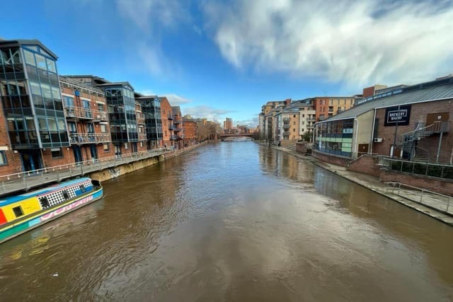 Koyesh Miah said: "River Aire overflowing and running through Leeds city centre."