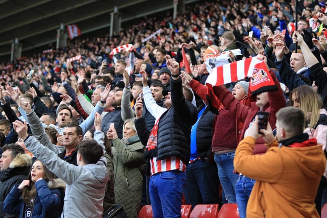 Sunderland fans in action at the Stadium of Light against Doncaster Rovers.