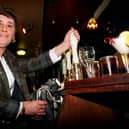 This is barmaid Jackie Mudd who could remember some 1,500 drinks requested by customers at The Middleton Arms. Pictured in February 1997.