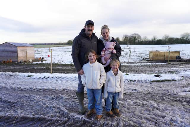 Chad and Lucy Stevens with Herbie, Arnie and baby Posie