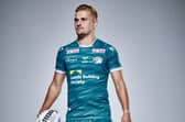 Luke Hooley in Rhinos' new away kit.