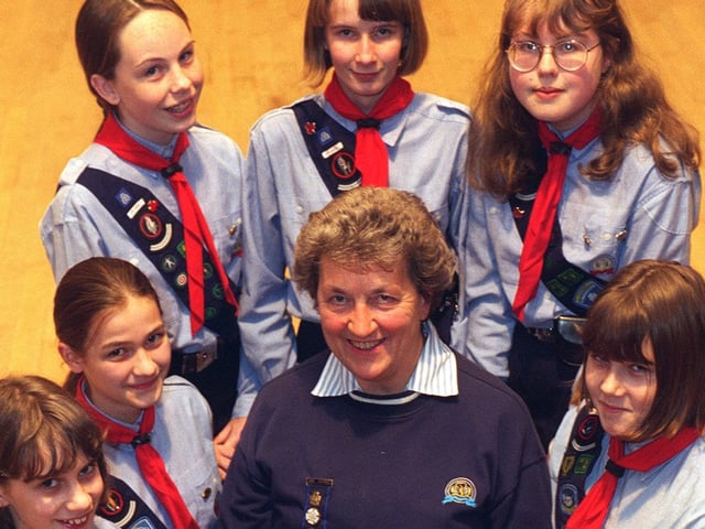Tina Boulton captain of the 2nd Adel guide company, which she started 40 years ago, is pictured in November 1995 with patrol leaders, from left, Sarah Griffiths, Rebecca Day, Rebecca Jones, Emma Waite, Melanie Hartley and Janey Barraclough.