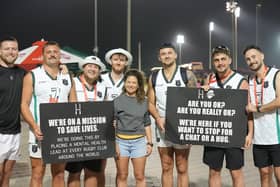 Jo Plinston, Titan Wealth, joins LooseHeadz as they spread their message at the Dubai 7s tournament in November 2024
