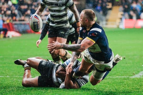 Blake Austin in action for Rhinos against Hull FC in April. Picture by Alex Whitehead/SWpix.com.