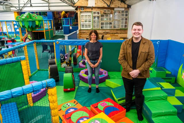 Lesley Watson and Nathan Evans want to take children away from screens and get them to engage in new activities with their 'authentic play' project. Picture: James Hardisty.
