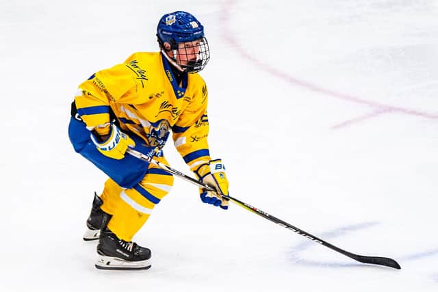 BRIGHT FUTURE: Defenceman Liam Hine is back with Leeds Knights on a two-way deal. Picture: Kev Bland/Knights Media.