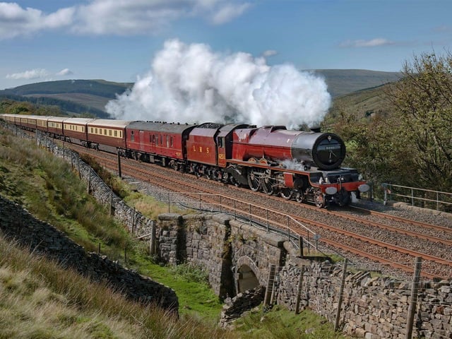 Full area ahead ... the Northern Belle races over the picturesque Settle-Carlisle line