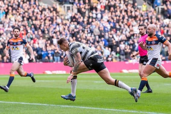Liam Sutcliffe scored a try on his Hull debut against Castleford last week. Picture by Allan McKenzie/SWpix.com.