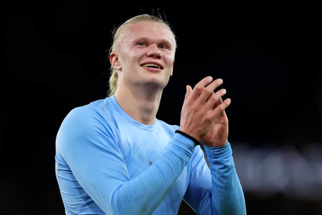 RELISHING THE RETURN: Leeds-born Manchester City striker sensation Erling Haaland. Photo by Catherine Ivill/Getty Images.