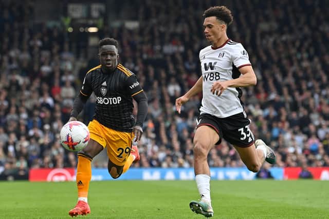 LATE SUB - Willy Gnonto had to wait until the 80th minute to make his entrance in Leeds United's 2-1 defeat by Fulham at Craven Cottage. Pic: Getty